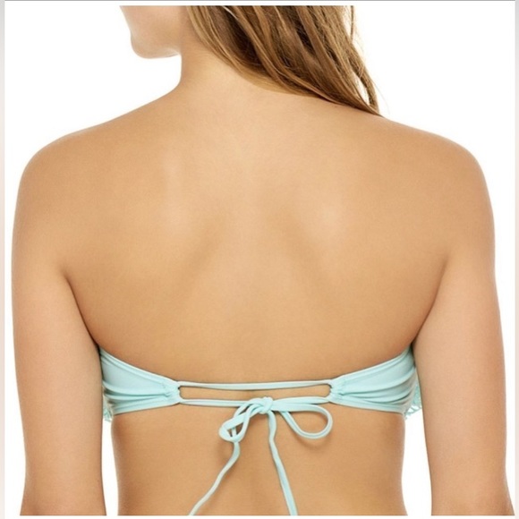 Hot Water Blue Glacier Ruffle Cutout Convertible Strap Bandue Bikini Top S EUC - Picture 2 of 16